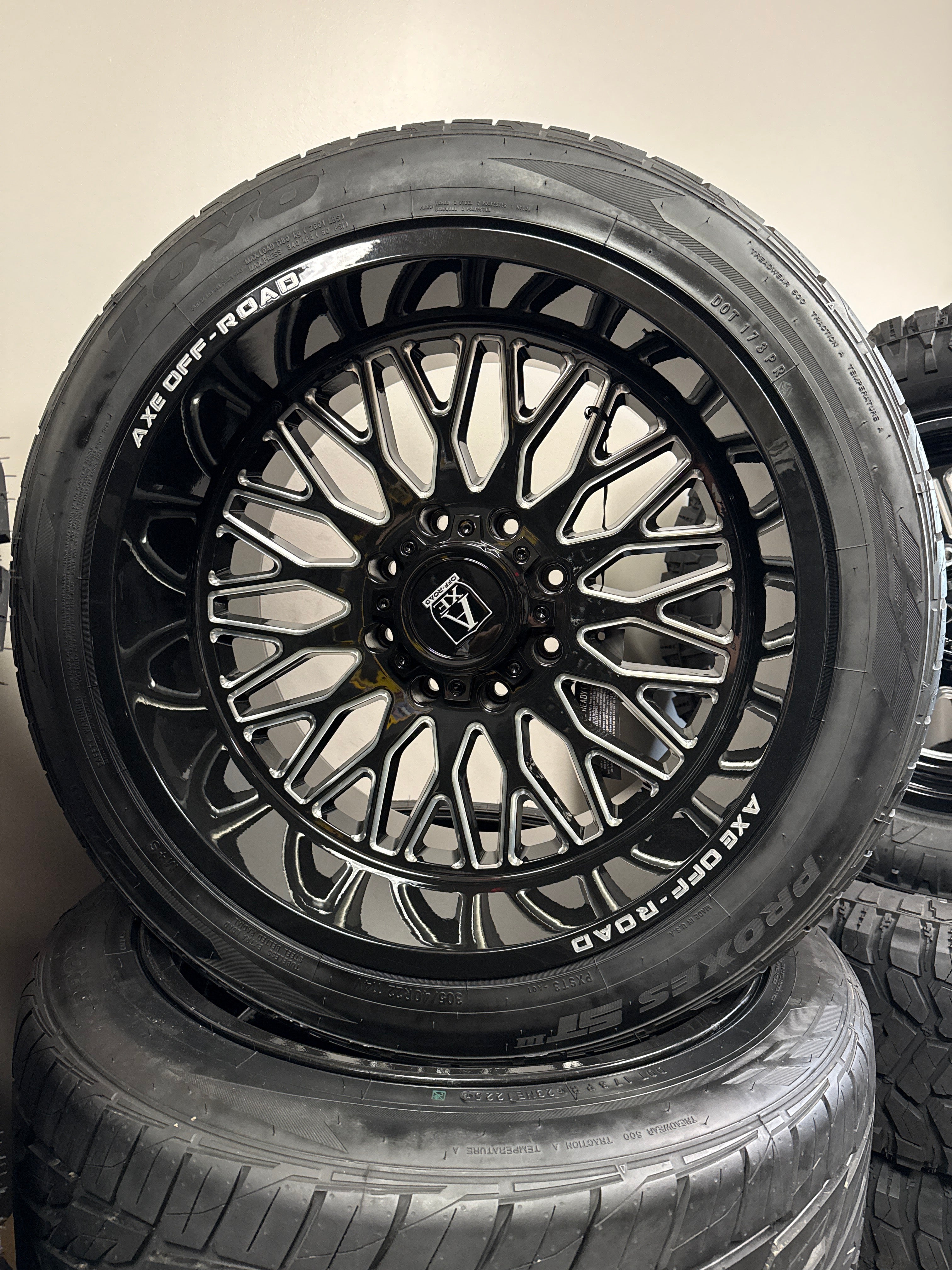 22x12 Axe Kratos GBM 8x180 & 305/40R22 Toyo Proxes ST3