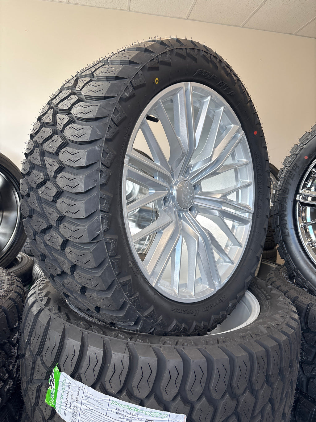 22” GM ZL1 Replica Silver 6x5.5 & 33x12.50R22 AMP ATA