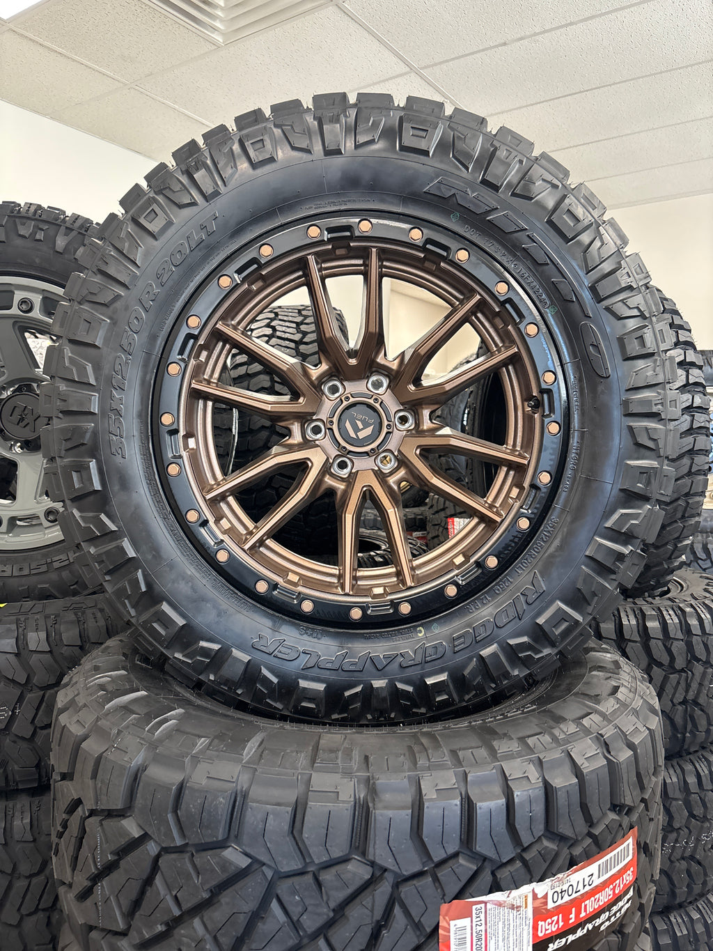 20x10 Fuel Rebel Bronze 6x135 & 35x12.50R20 Nitto Ridge Grappler