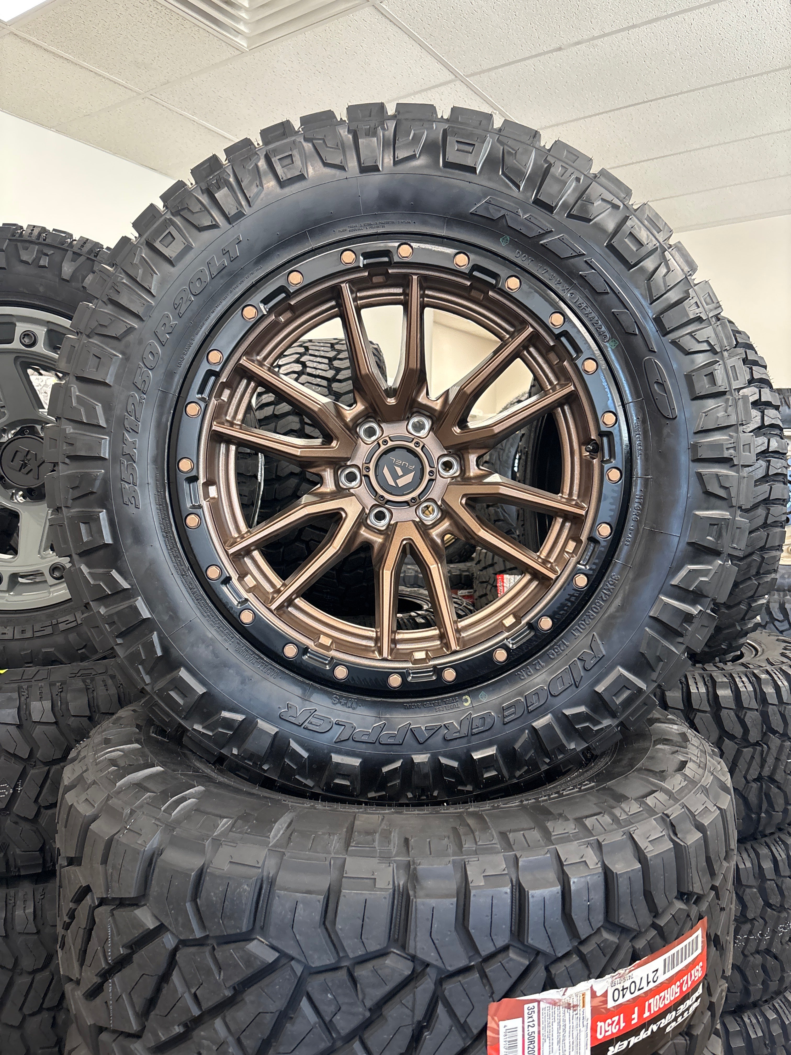 20x10 Fuel Rebel Bronze 6x135 & 35x12.50R20 Nitto Ridge Grappler