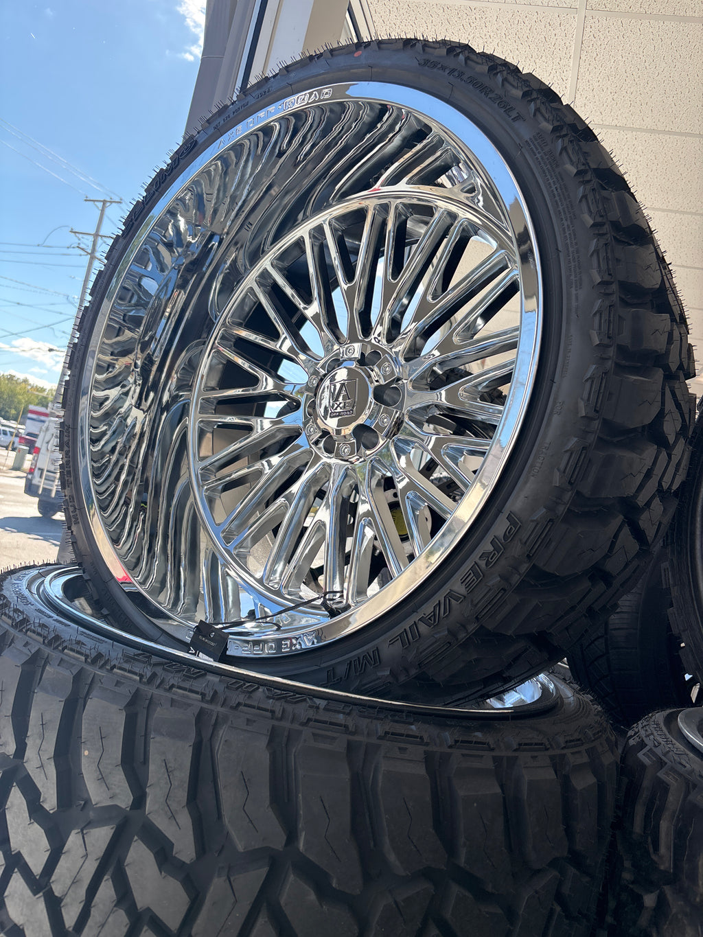 26x14 Axe Kratos Chrome 6x5.5/ 6x135 & 35x13.50R26 Celimo MT