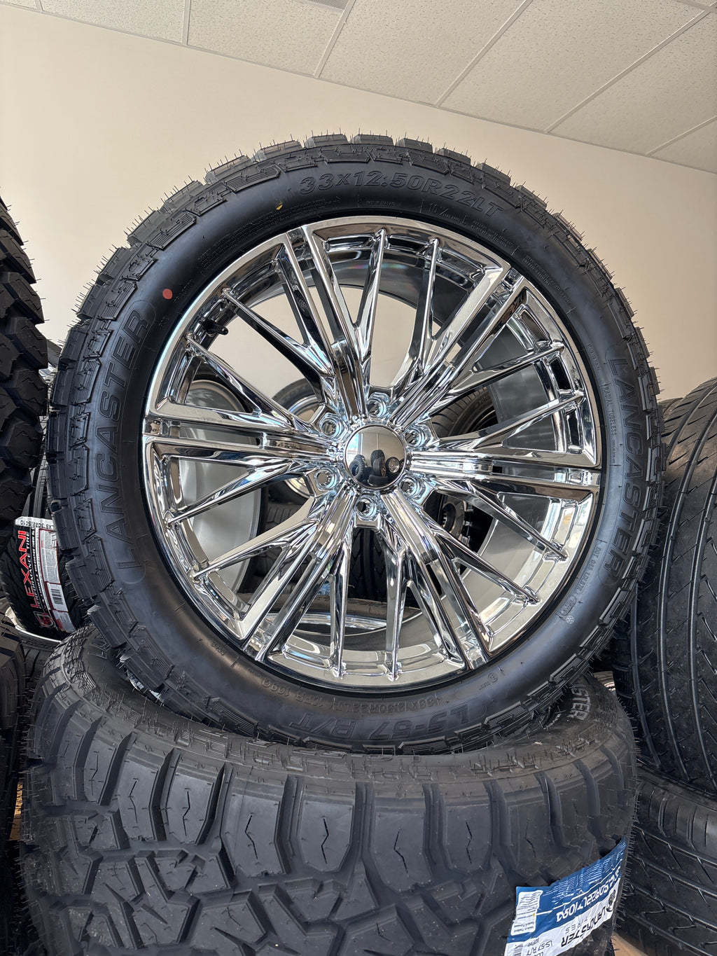 22” GM ZL1 Replica Chrome 6x5.5 & 33x12.50R22 Lancaster R/T