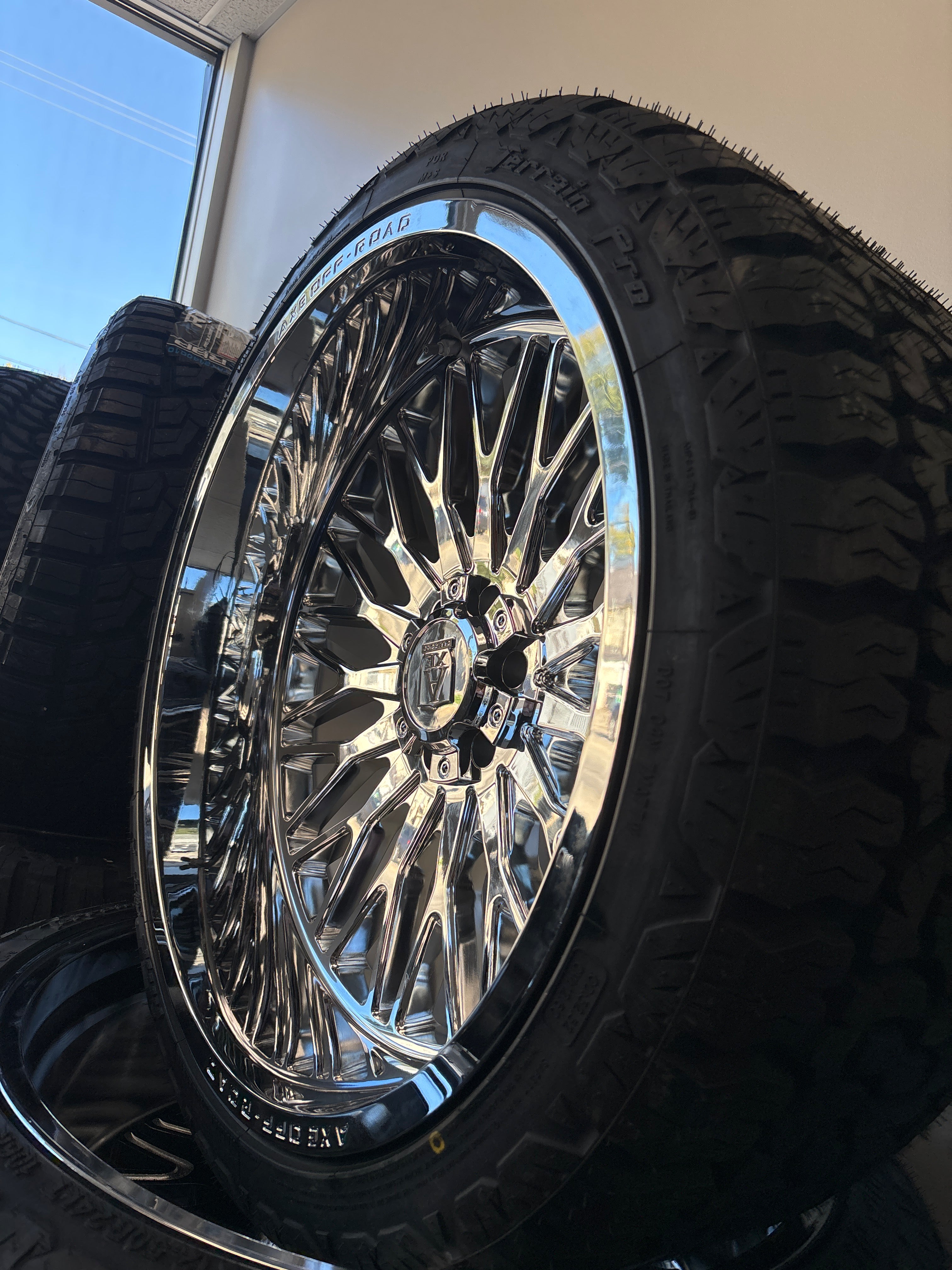 24x12 Axe Kratos Chrome 6x5.5/ 6x135 & 285/40R24 RBP R/T