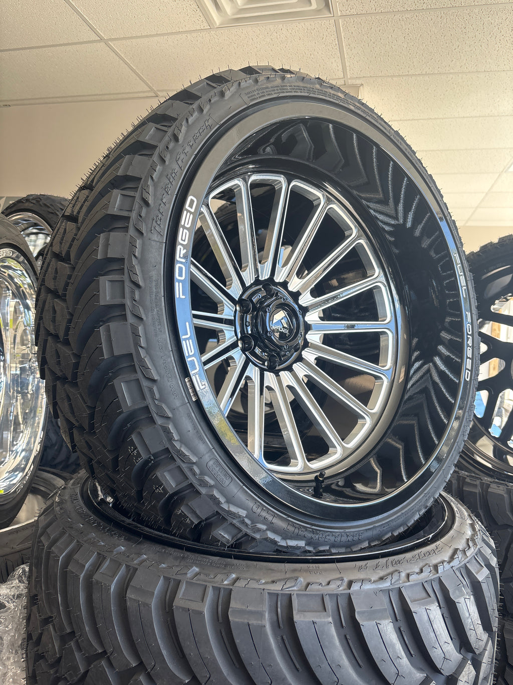 24x14 Fuel Forged FFC75 GBM & 33x13.50R24 AMP MT