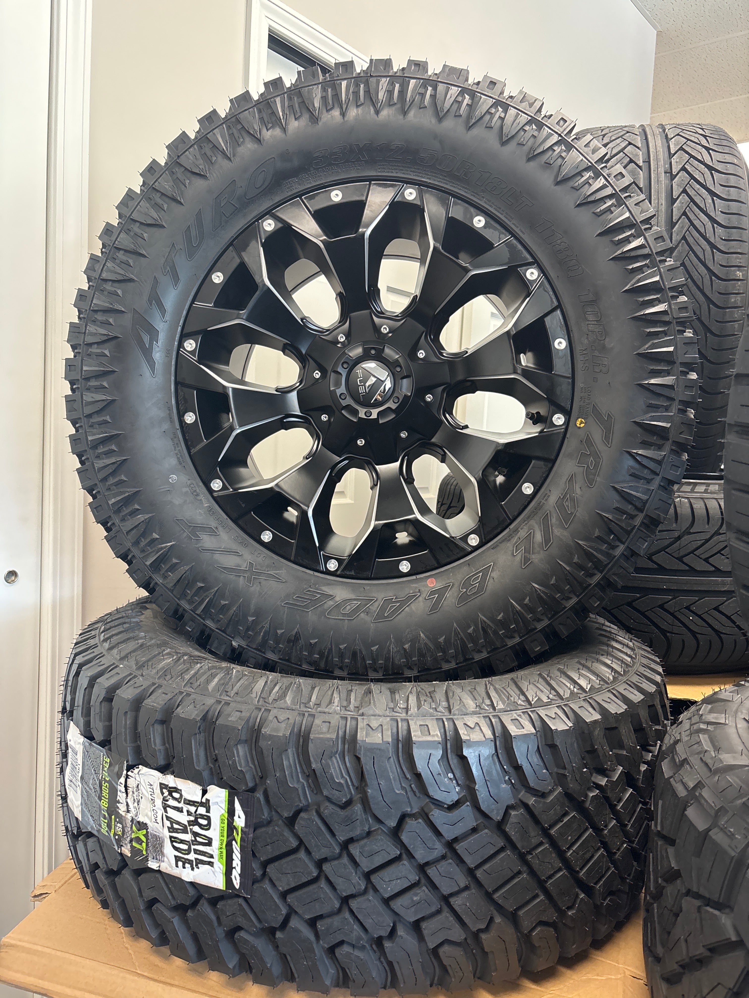 *CLEARANCE 18x9 Fuel Assault 5x5.5/ 5x150 & 33x12.50R18 Atturo XT