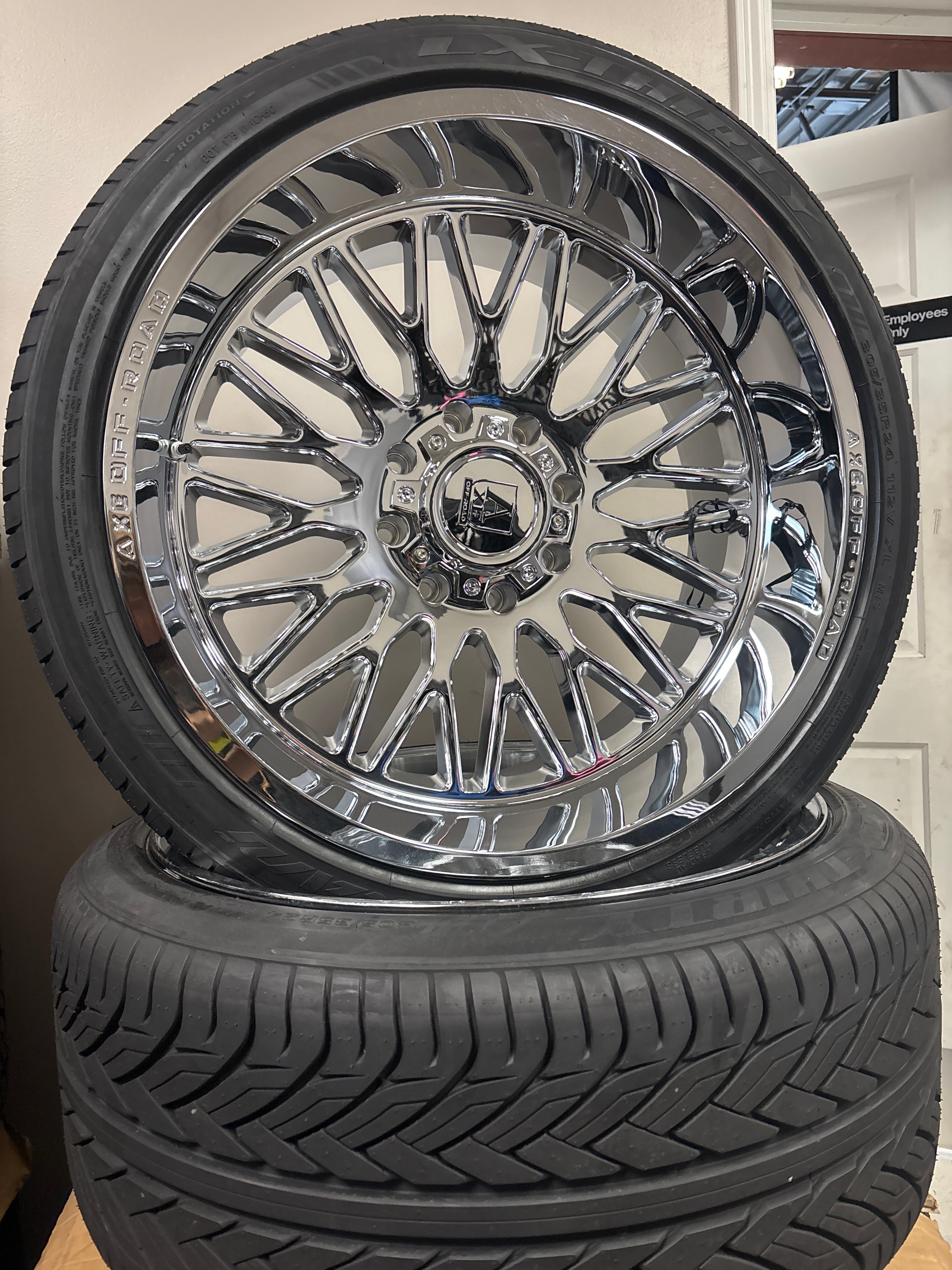24x12 Axe Kratos Chrome 8x180 & 305/35R24 Lexani