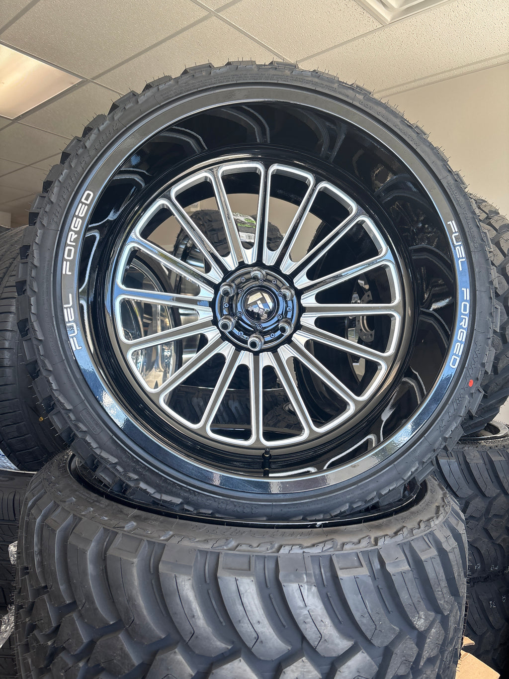 24x14 Fuel Forged FFC75 GBM & 33x13.50R24 AMP MT