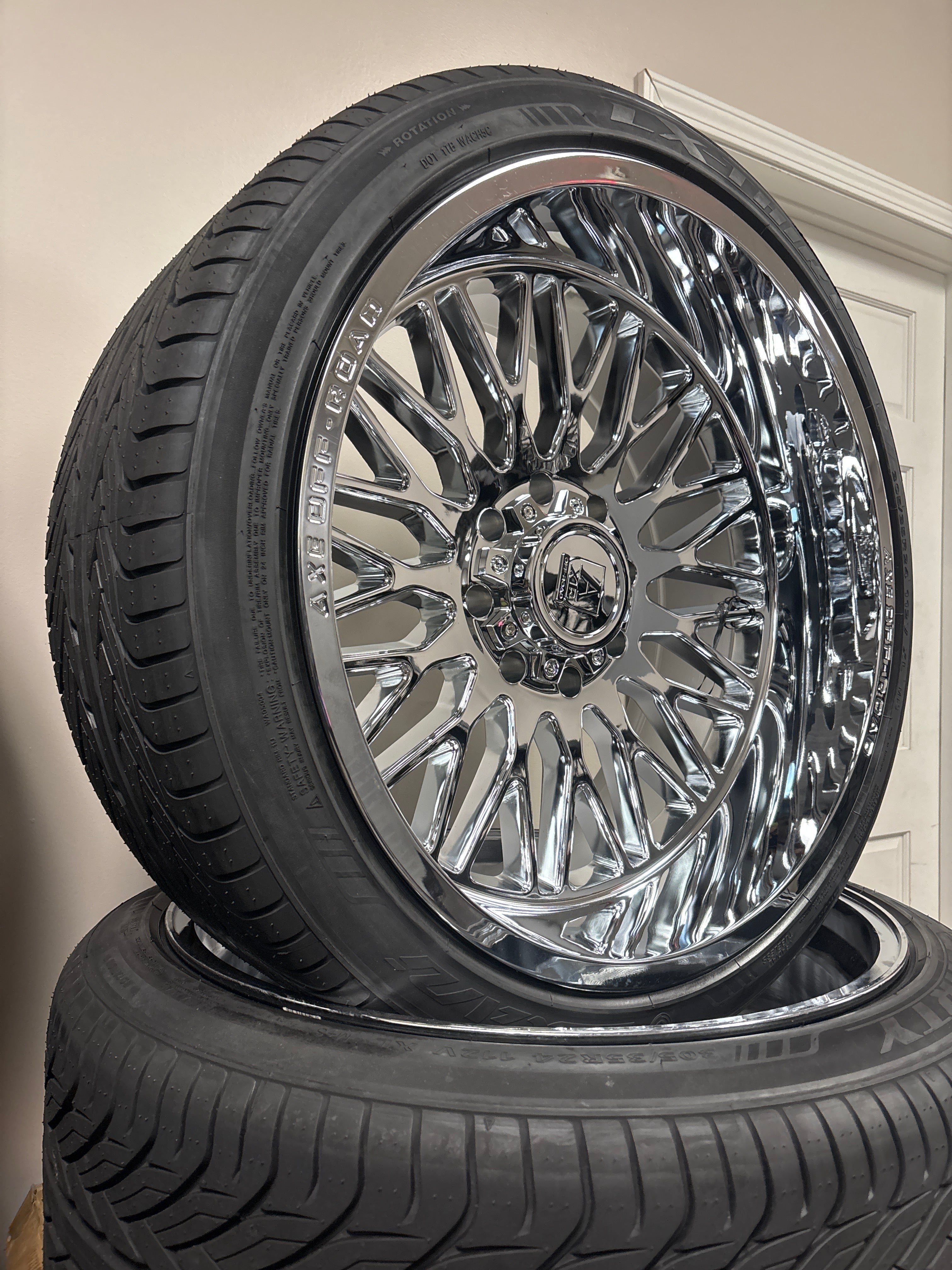 24x12 Axe Kratos Chrome 8x180 & 305/35R24 Lexani