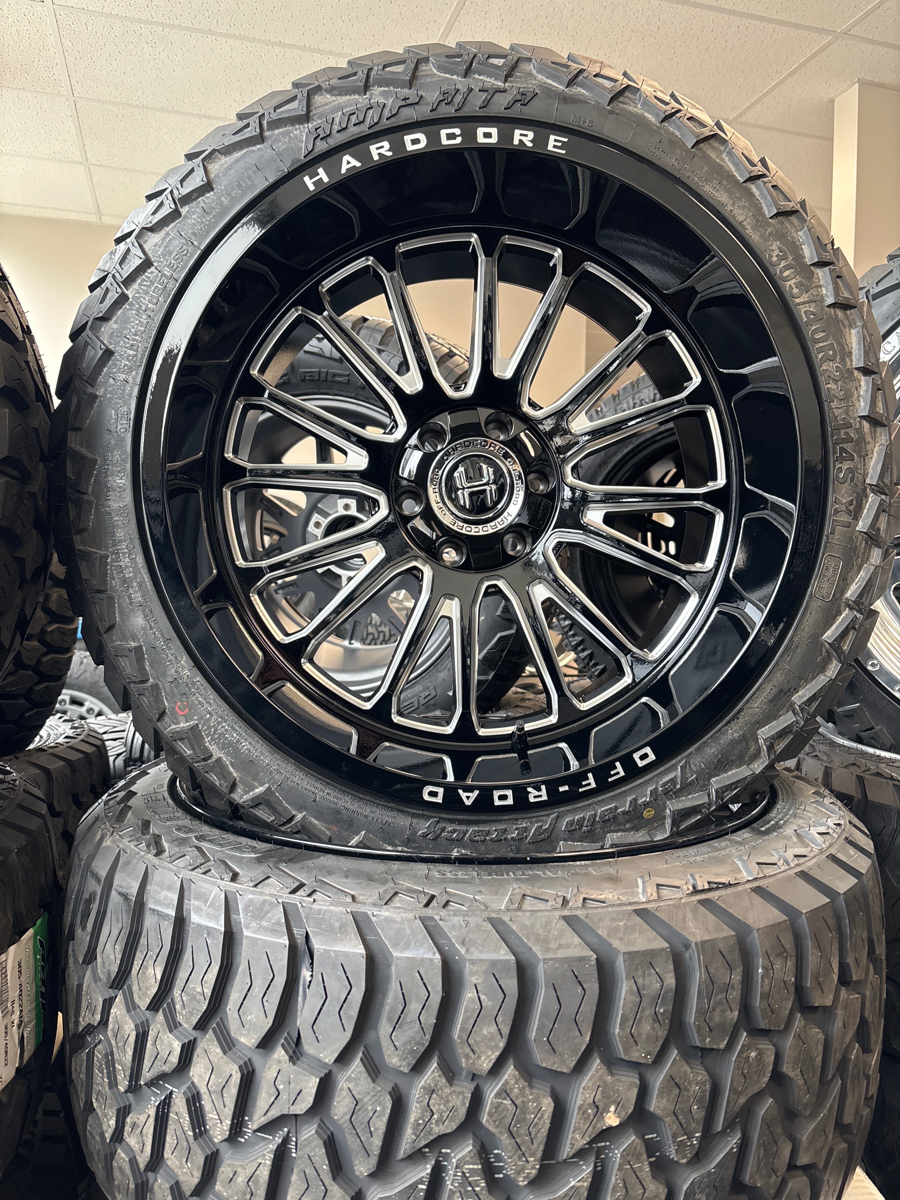 22x12 Hardcore HC108 GBM 6x5.5/ 6x135 & 33x12.50R22 AMP ATA