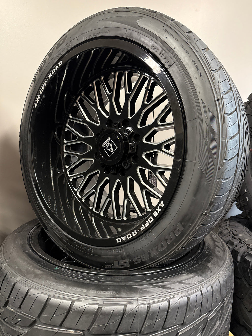 22x12 Axe Kratos GBM 8x180 & 305/40R22 Toyo Proxes ST3