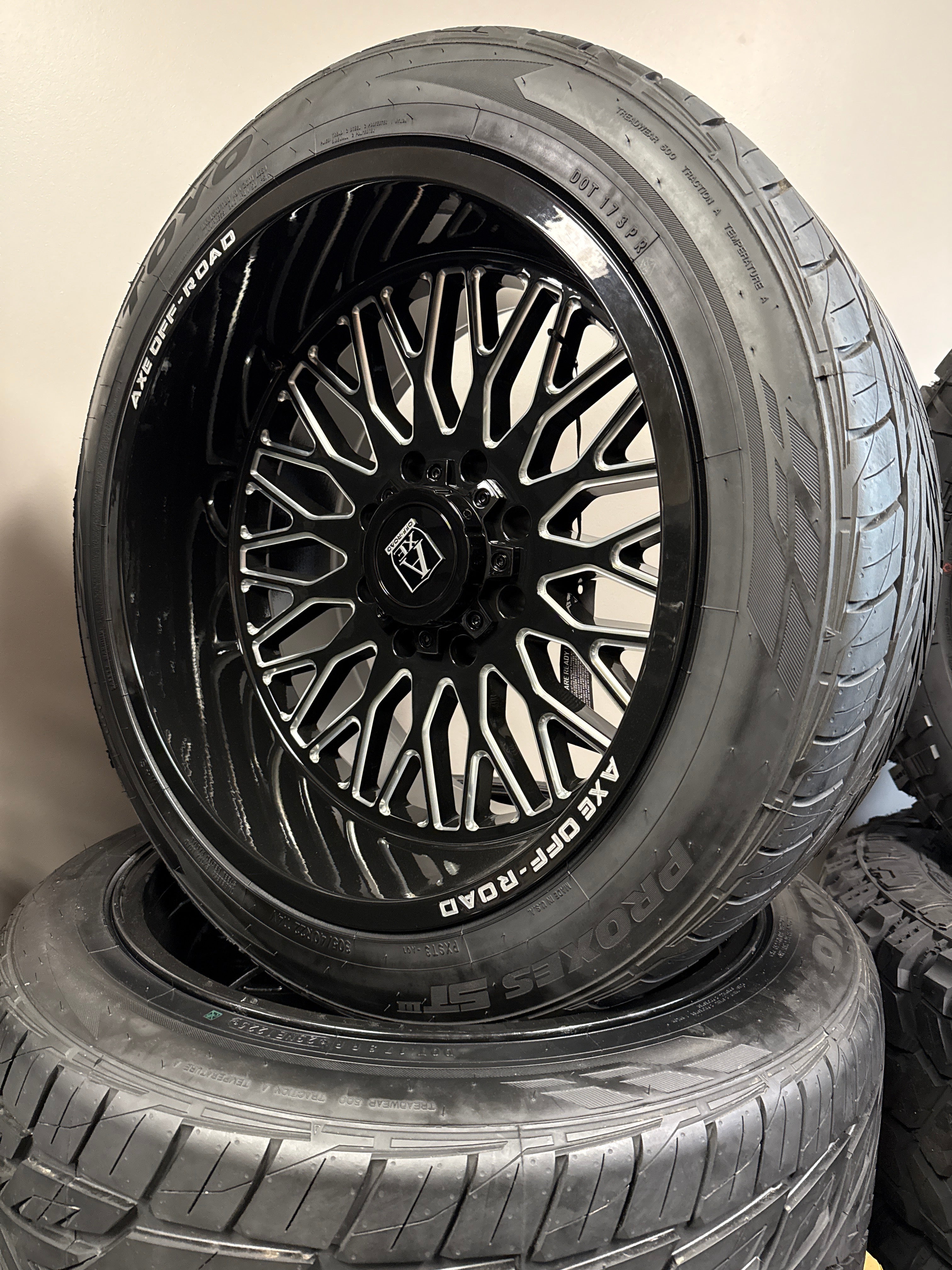 22x12 Axe Kratos GBM 8x180 & 305/40R22 Toyo Proxes ST3