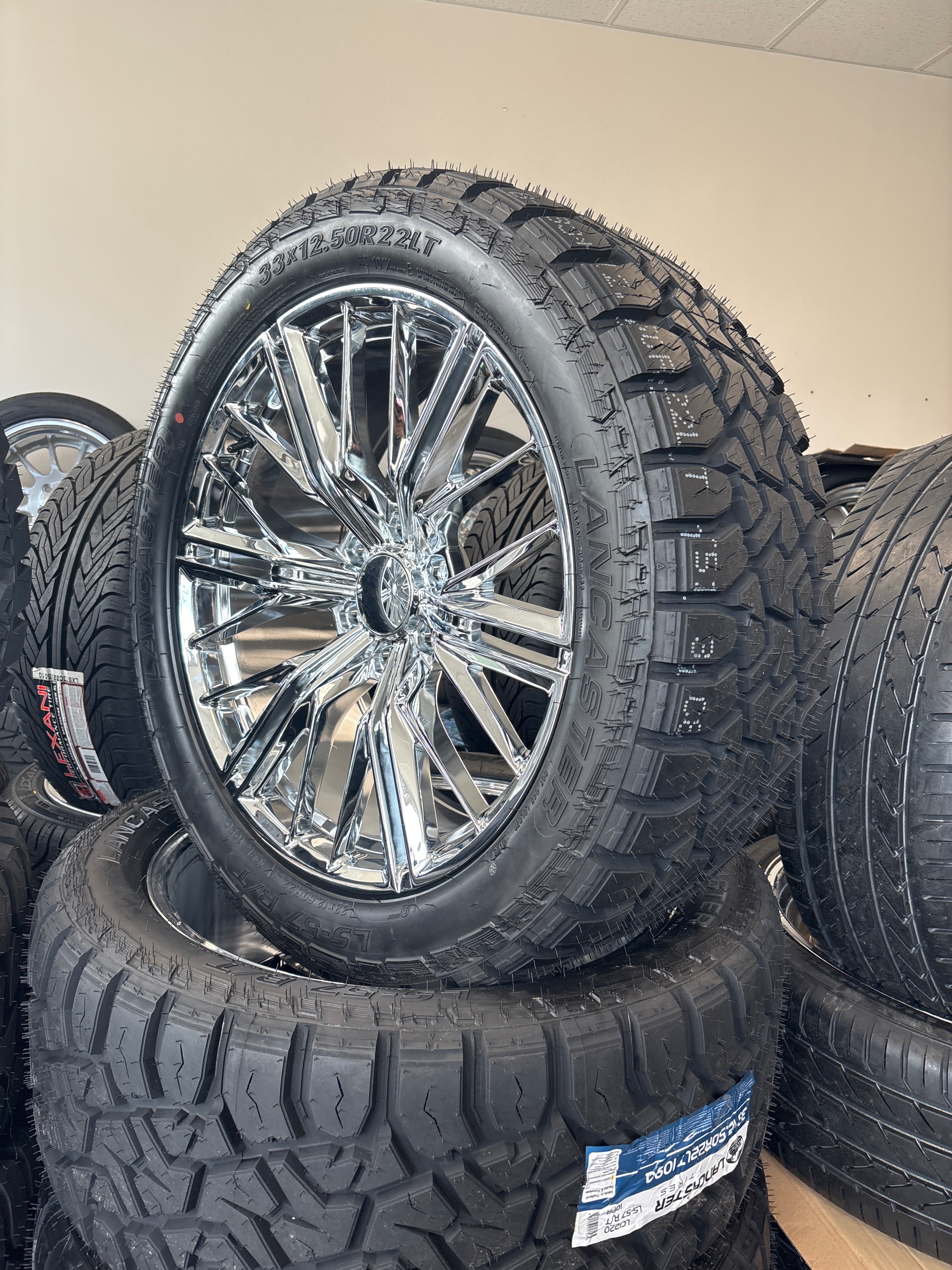 22” GM ZL1 Replica Chrome 6x5.5 & 33x12.50R22 Lancaster R/T