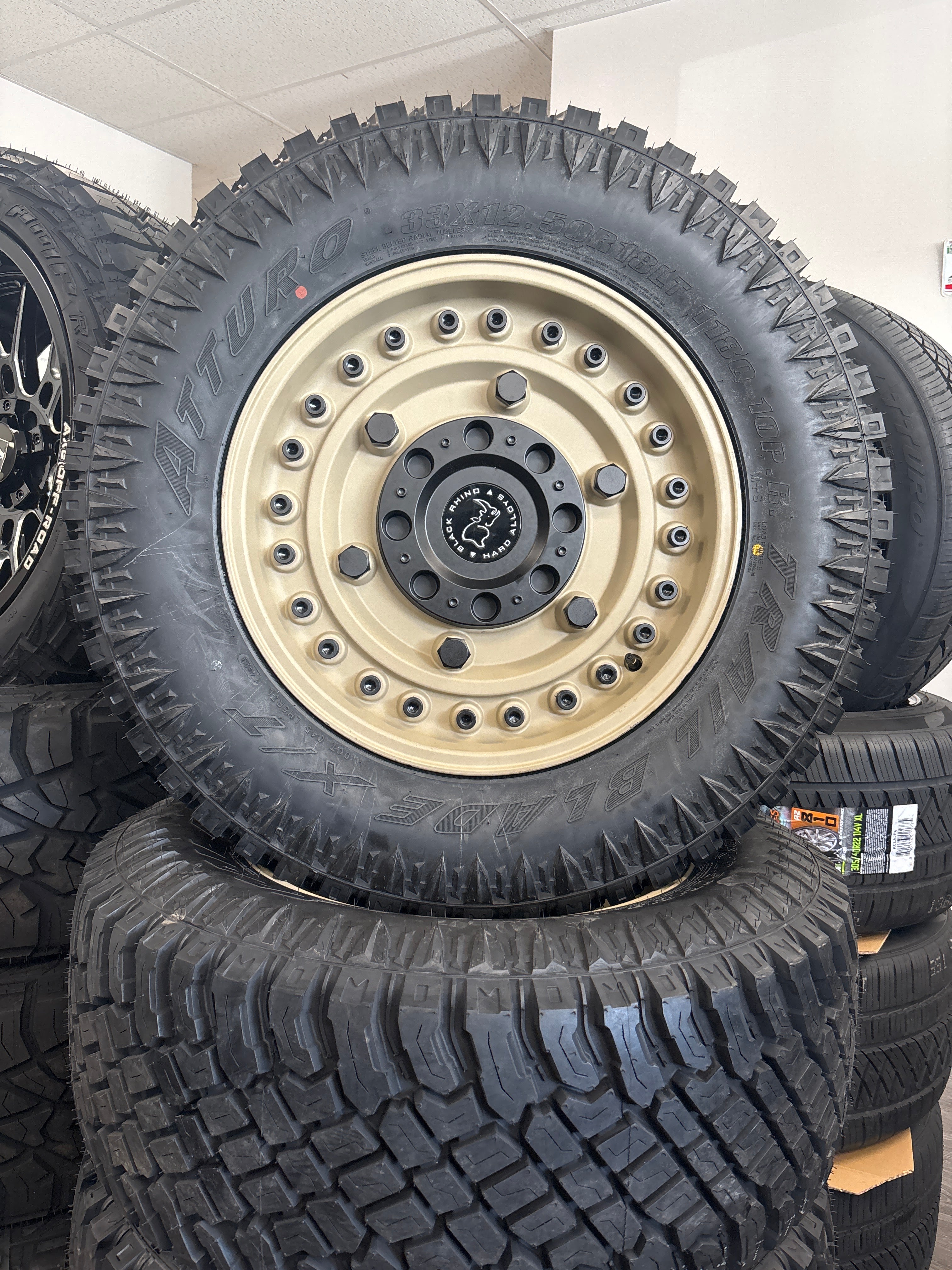 *CLEARANCE 18x8.5 Black Rhino Armory 5x5/ 5x5.5 & 33x12.50R18 Atturo XT