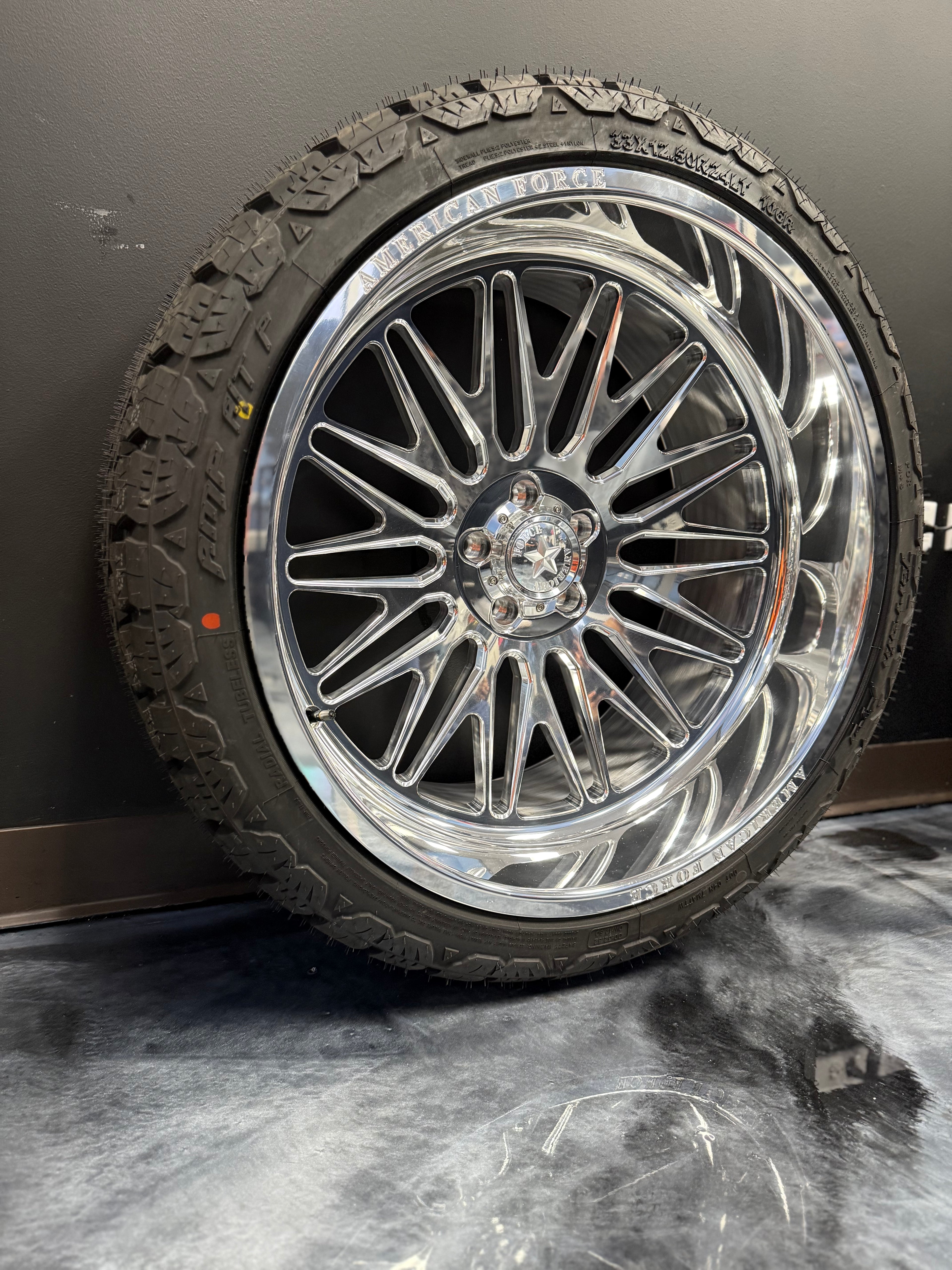 24x12 American Force Smooth 5x5 (5x127) & 33x12.50R24 AMP AT PRO