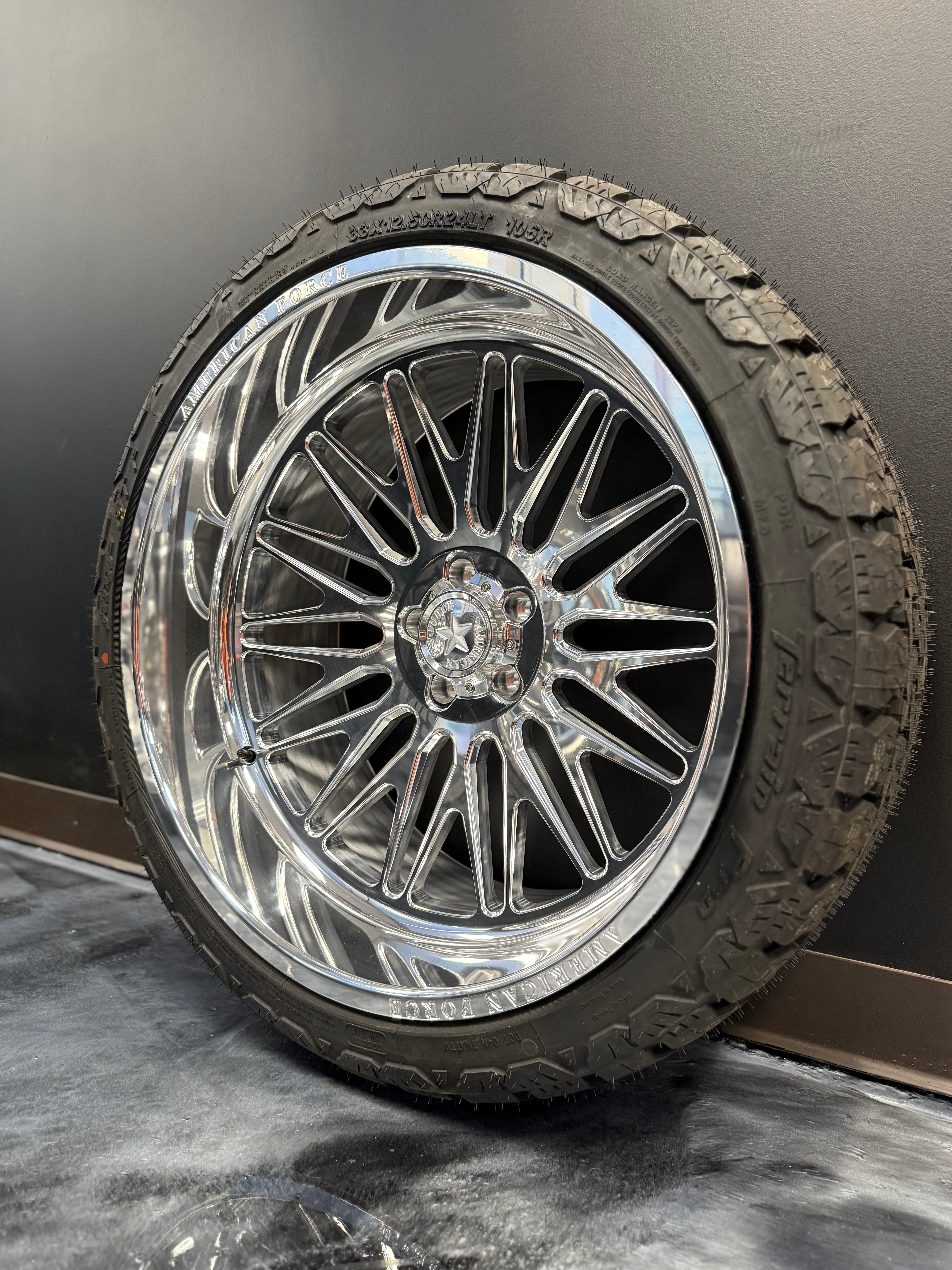 24x12 American Force Smooth 5x5 (5x127) & 33x12.50R24 AMP AT PRO