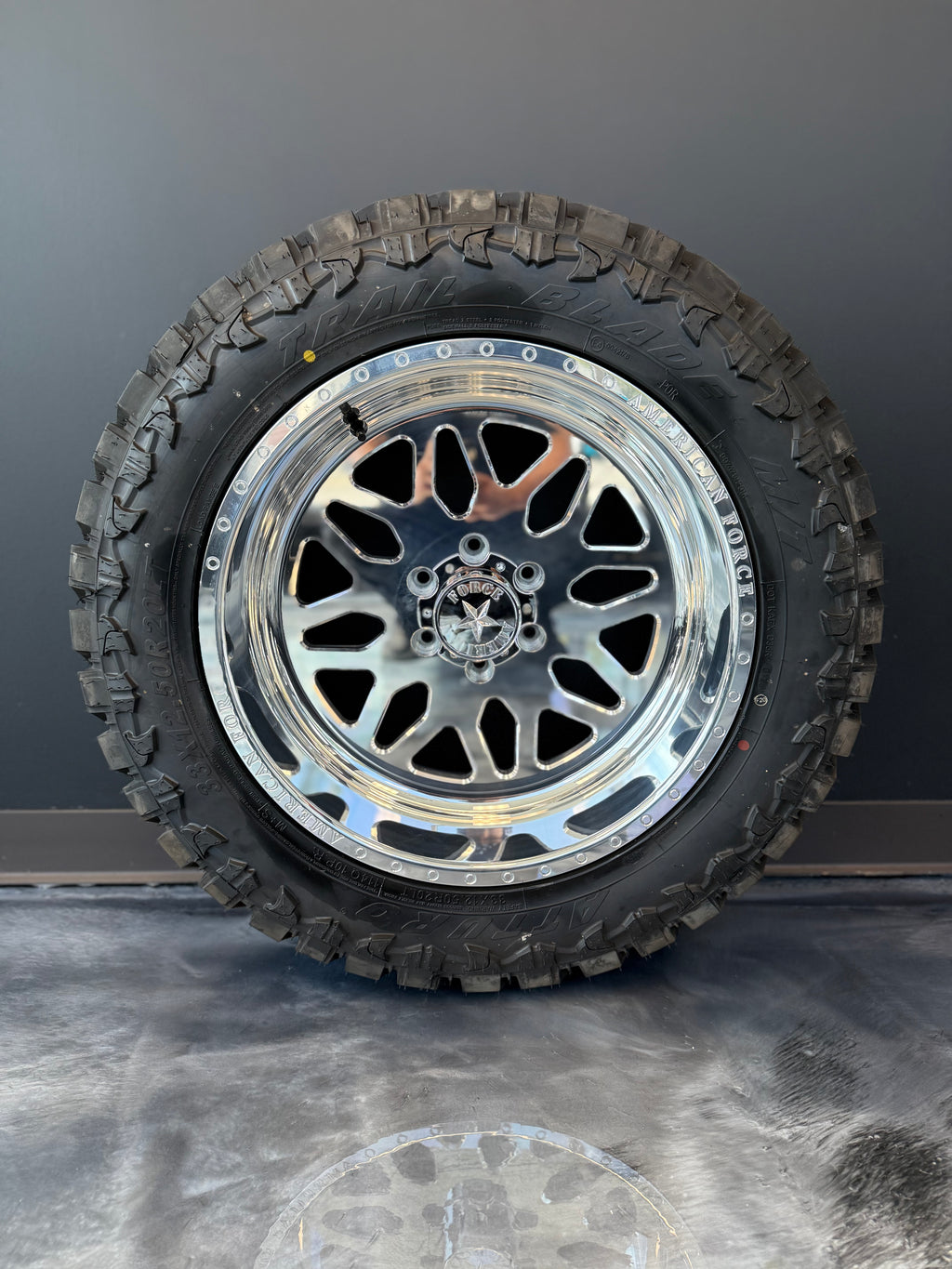 20x10 American Force Trax SS 6x5.5 & 33x12.50R20 Atturo MT