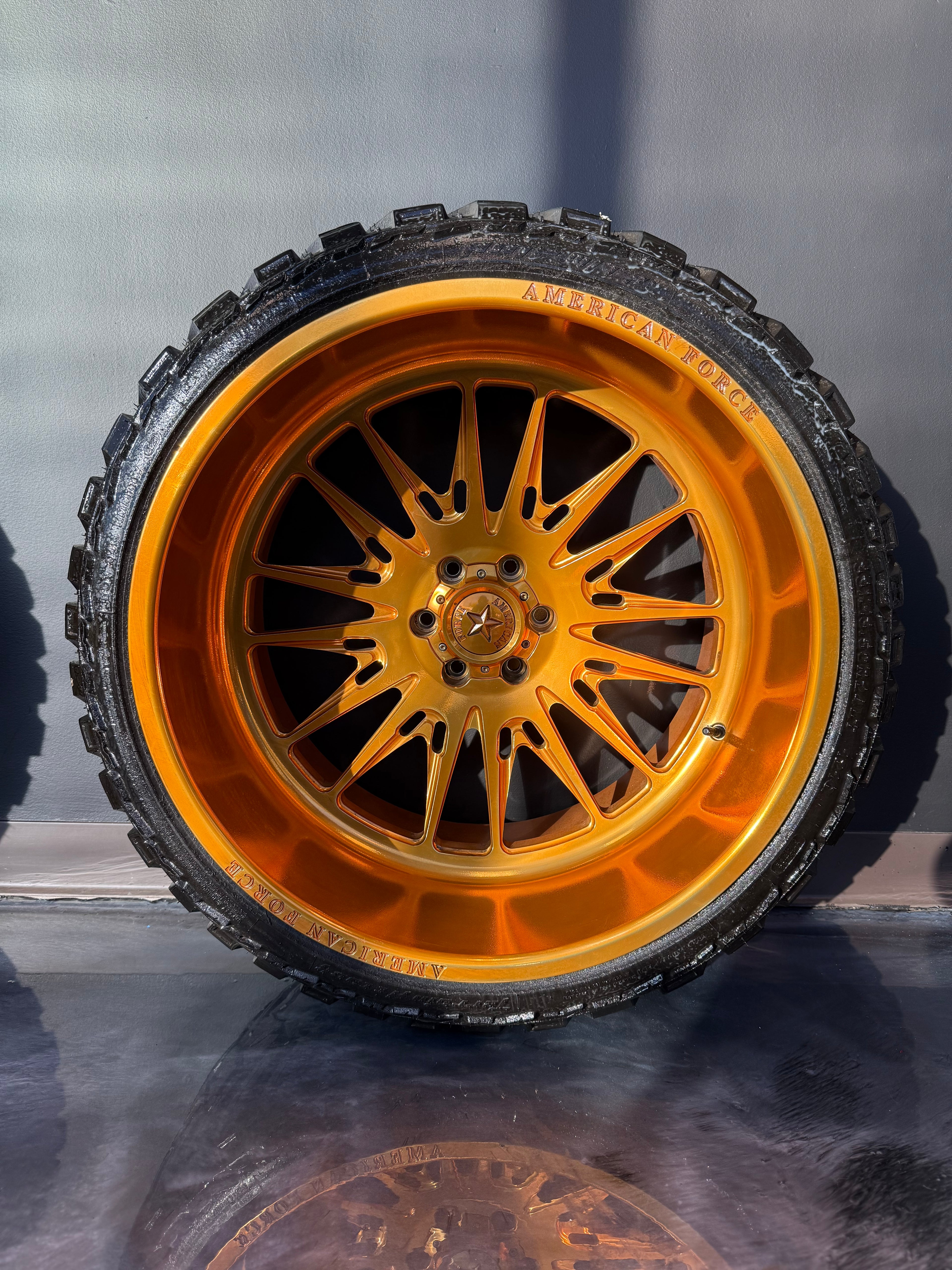 *CLEARANCE 24x14 American Force Notch Shit Gold & 33x13.50R24 AMP M/T