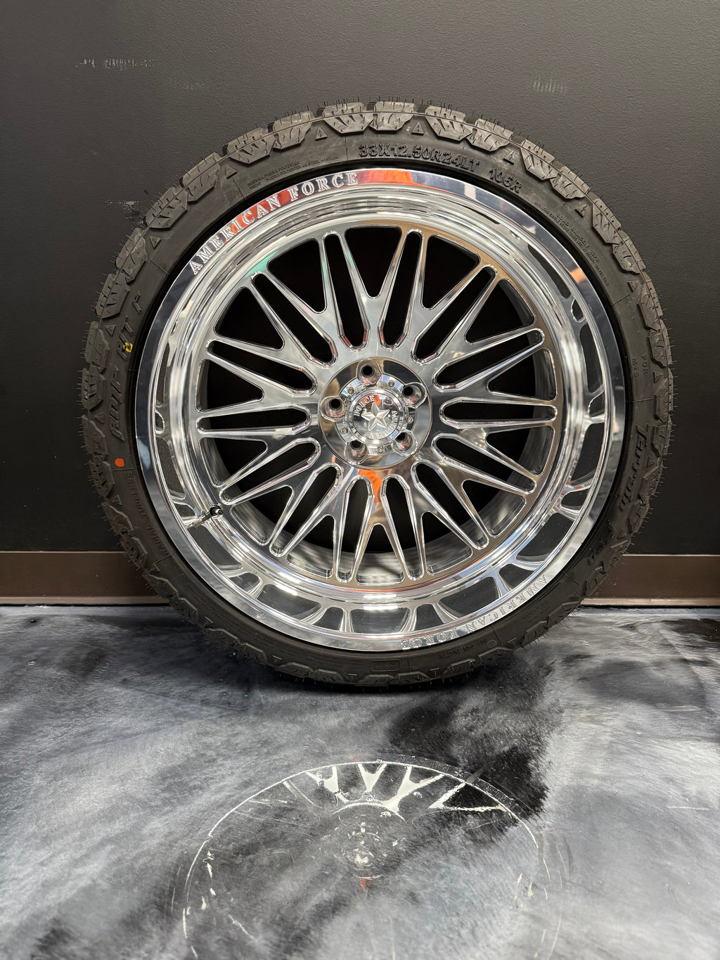 24x12 American Force Smooth 5x5 (5x127) & 33x12.50R24 AMP AT PRO