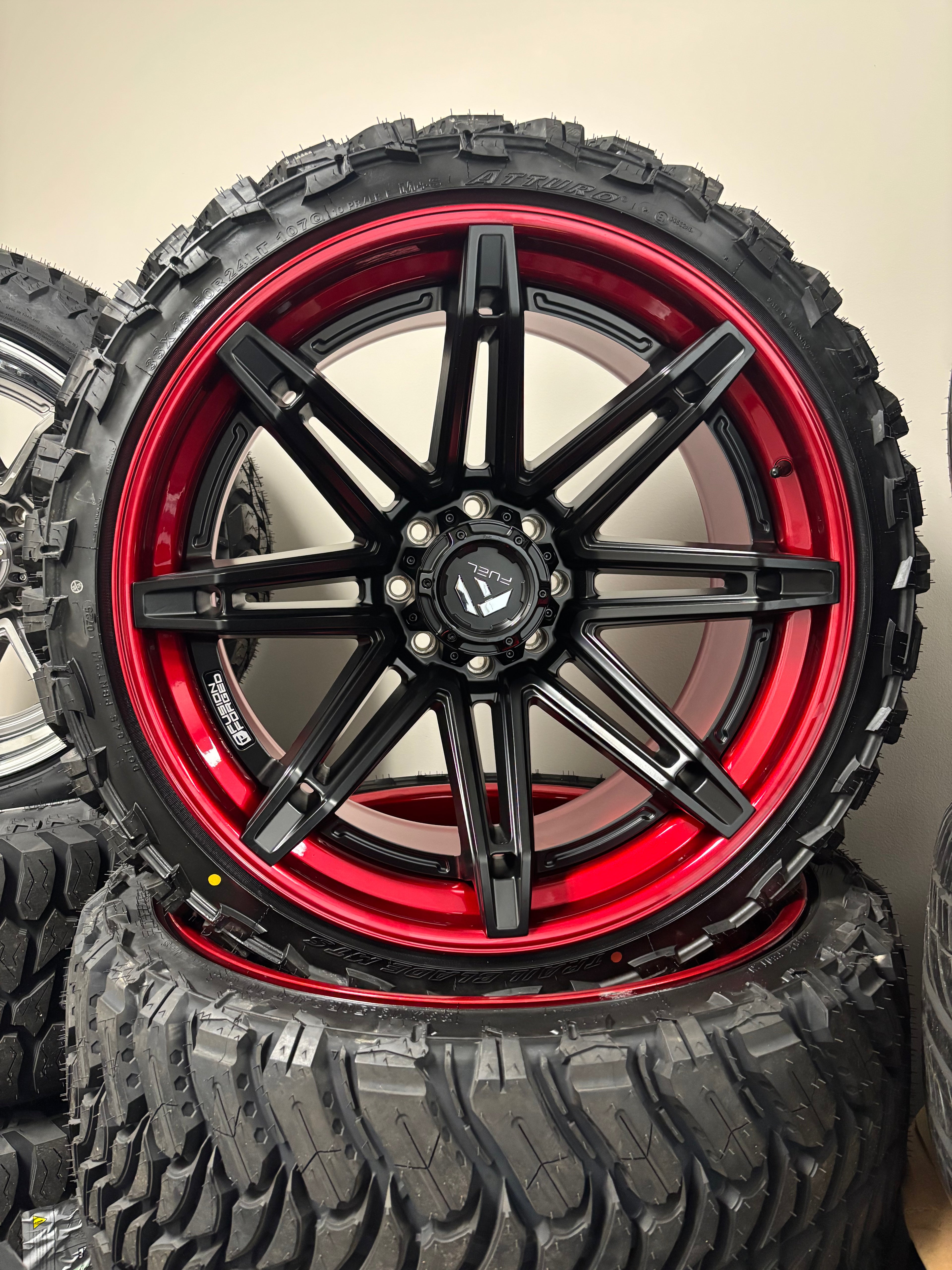 24x12 Fuel Brawl FC401 M-Blk RD 8x6.5 & 33x13.50R24 Atturo Trail Blade M/T