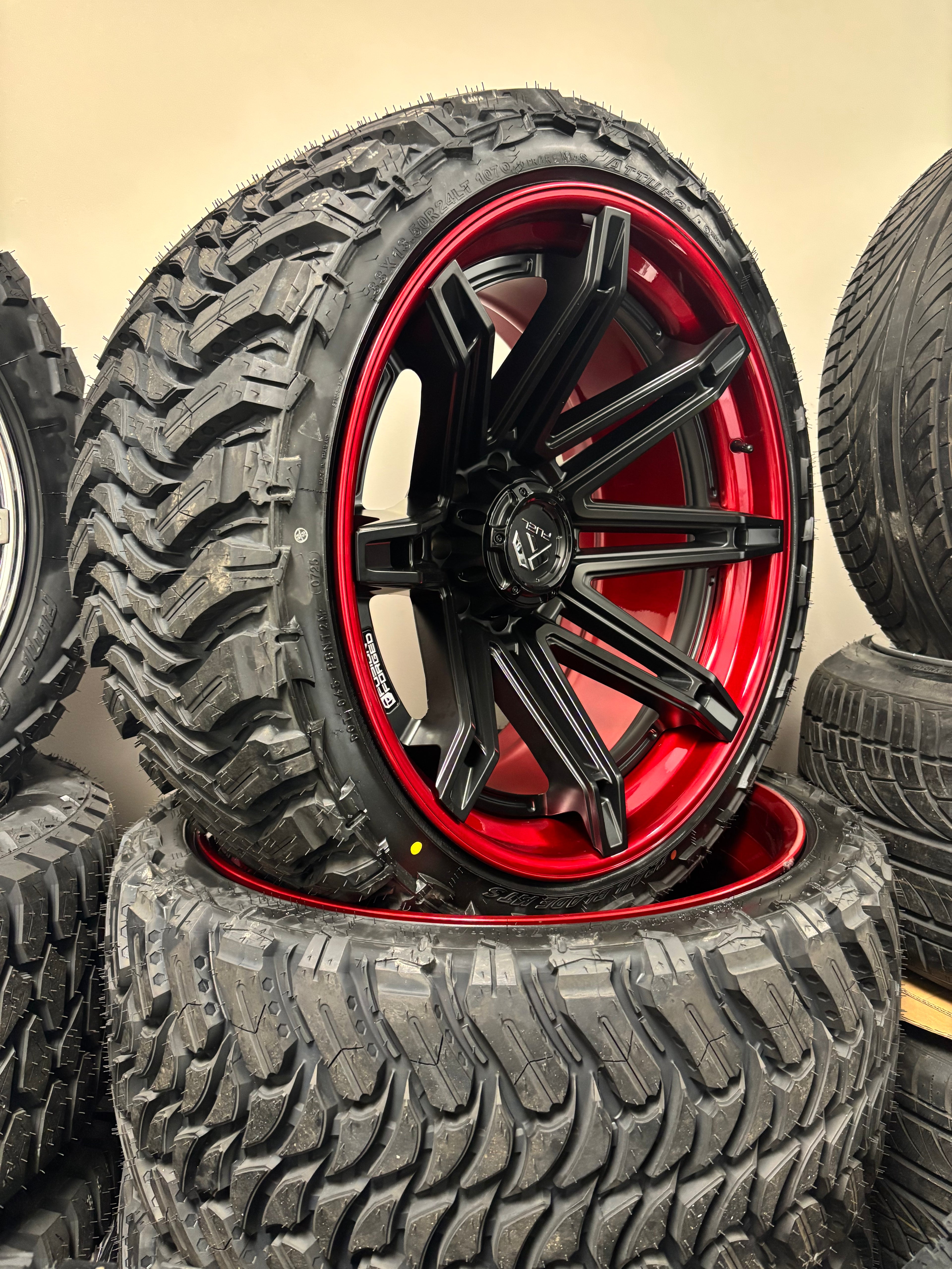 24x12 Fuel Brawl FC401 M-Blk RD 8x6.5 & 33x13.50R24 Atturo Trail Blade M/T